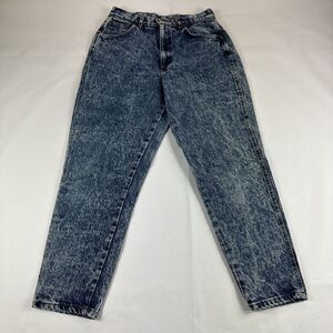 Vtg Chic Acid Wash Mom Jeans Womens 14 Made in USA Blue Denim‎ Tapered Pants 80s